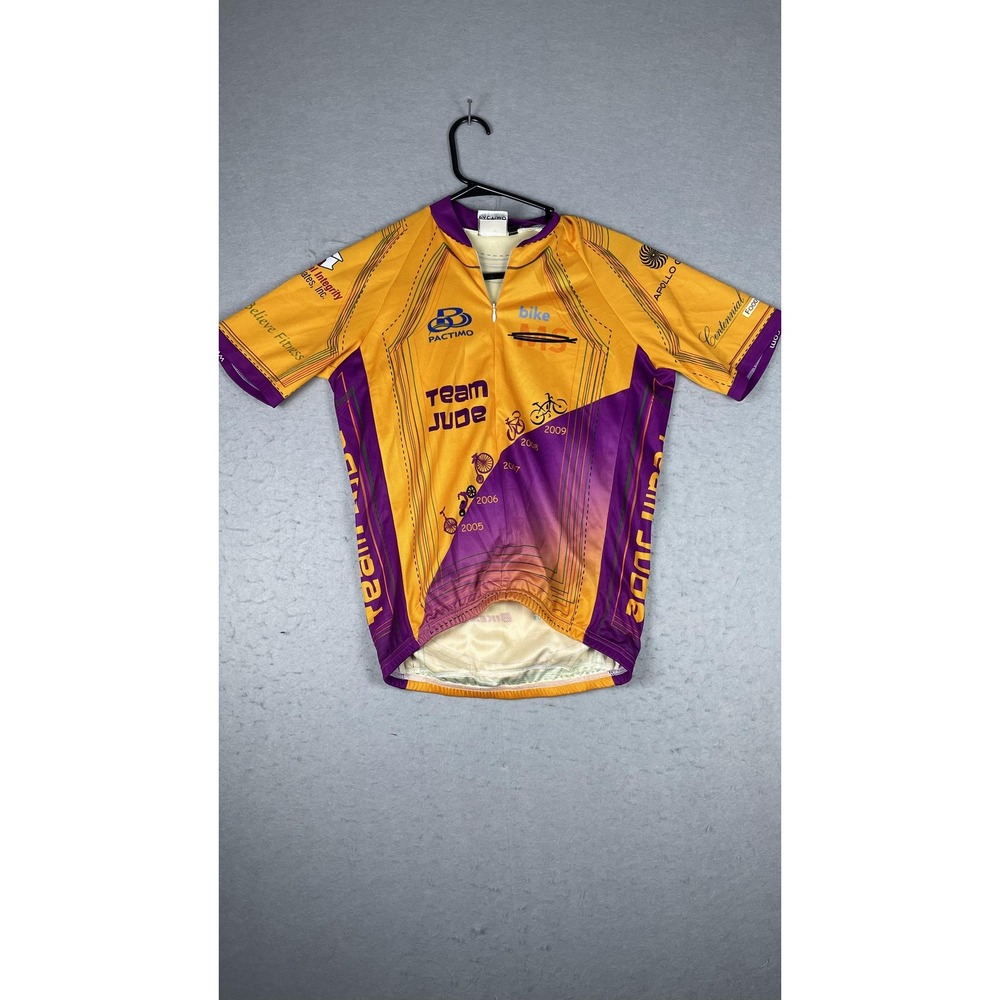 Pactimo Cycling Jersey Womens XS‎ Yellow Purple Team Jude Bike MS Short Sleeve